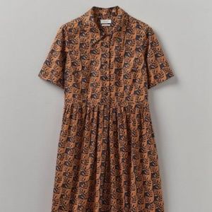 NWT TOAST UK6 Selma Cotton Shirt Dress | Midnight/Spice Size 2